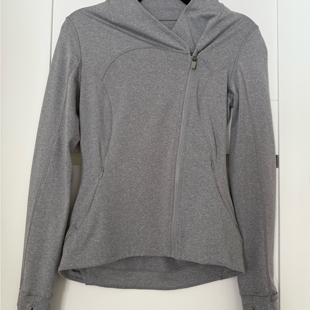 90 Degree By Reflex Athletic Zip Front Mock Neck Jacket Gray - S